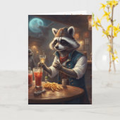 Barkeeper Geburtstag lustiger skurriler Waschbär Karte (Gelbe Blume)