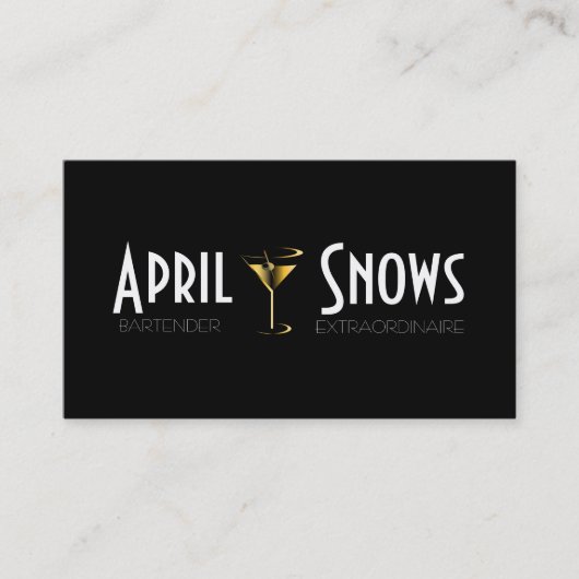 Barkeeper-Geschäfts-Karten-Goldmartini-Cocktail Visitenkarte (Vorderseite)