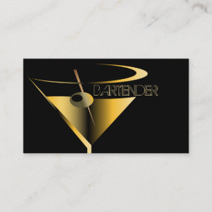 Barkeeper-Geschäfts-Karten-Goldmartini-Cocktail Visitenkarte