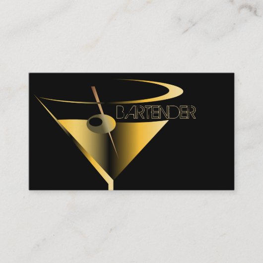 Barkeeper-Geschäfts-Karten-Goldmartini-Cocktail Visitenkarte (Vorderseite)