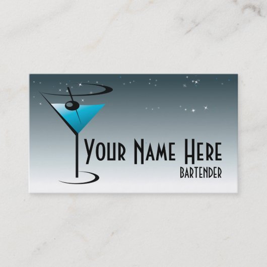 Barkeeper-Geschäfts-Karten-Martini-Logo Visitenkarte (Vorderseite)