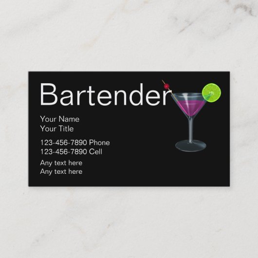 Barkeeper-Geschäfts-Karten Visitenkarte (Vorderseite)