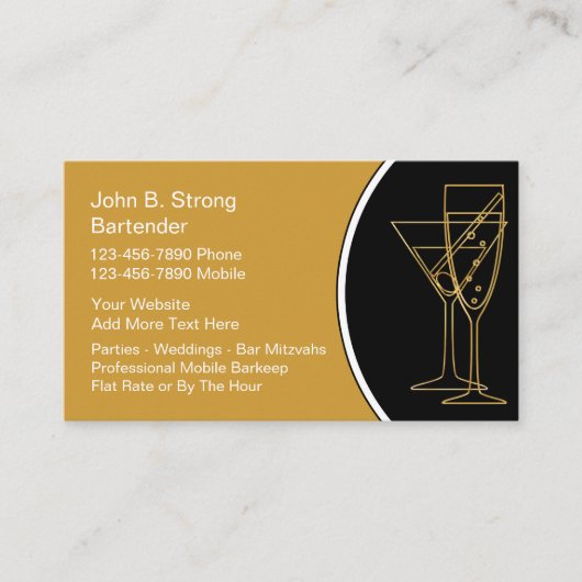 Barkeeper-Geschäfts-Karten Visitenkarte (Vorderseite)