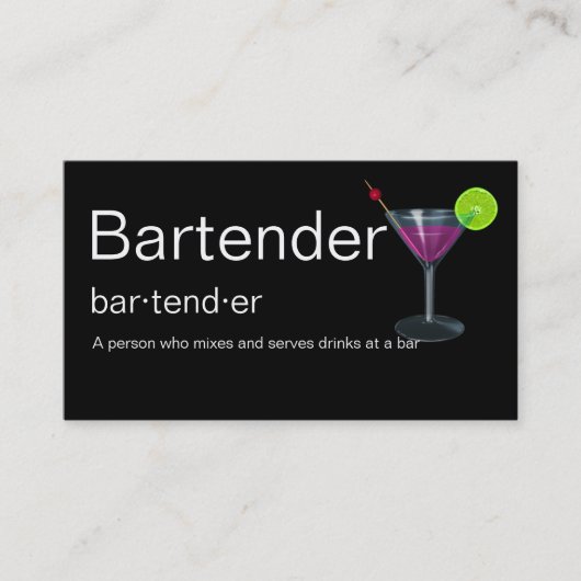 Barkeeper-Geschäfts-Karten Visitenkarte (Vorderseite)