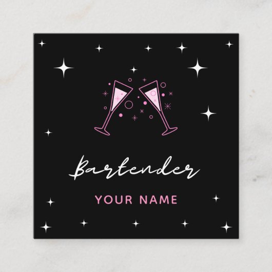 Barkeeper Glamour Cocktail Brillen Social Media Quadratische Visitenkarte (Vorderseite)