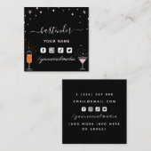 Barkeeper Glamour Cocktail Signature Calligraphy Quadratische Visitenkarte (Vorne/Hinten)