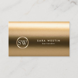 Barkeeper Gold Monogram Texture Business Card Visitenkarte