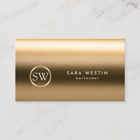 Barkeeper Gold Monogram Texture Business Card Visitenkarte (Vorderseite)