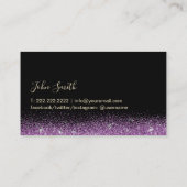 Barkeeper Gold Weinglas Modernes Schwarzes Lila Visitenkarte (Rückseite)