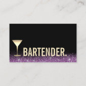 Barkeeper Gold Weinglas Modernes Schwarzes Lila Visitenkarte (Vorderseite)