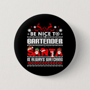 Barkeeper hässlicher Weihnachtspullover Geschenk L Button