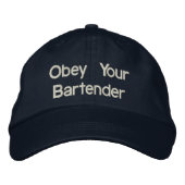 Barkeeper Hats - Gehorchen Sie Ihrem Barkeeper Bestickte Baseballkappe (Vorderseite)