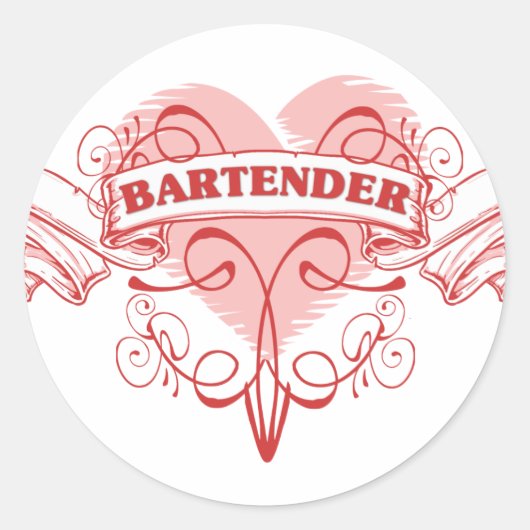 Barkeeper Heart Graphic Runder Aufkleber (Vorderseite)