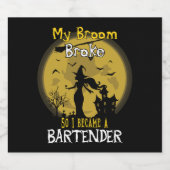 Barkeeper Hexenmeister Halloween Schaumweinetikett (Einzelnes Label)