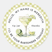Barkeeper Margarita Cocktail Tipp Jar Runder Aufkleber (Vorderseite)