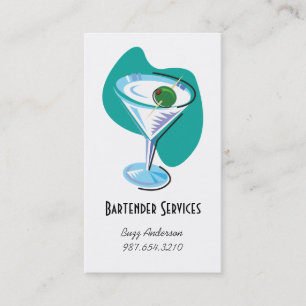 Barkeeper Martini glass_teal Visitenkarte