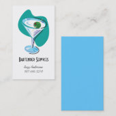 Barkeeper Martini glass_teal Visitenkarte (Vorne/Hinten)