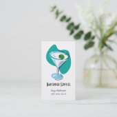 Barkeeper Martini glass_teal Visitenkarte (Stehend Vorderseite)