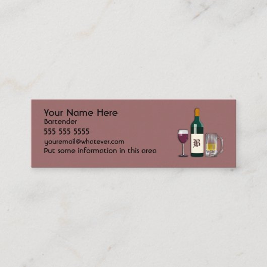 Barkeeper Mauve Mini Visitenkarte (Vorderseite)