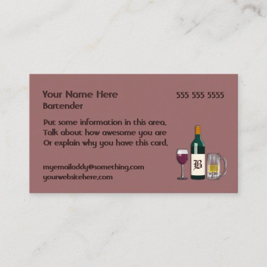 Barkeeper Mauve Visitenkarte (Vorderseite)