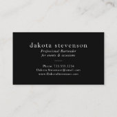 Barkeeper | Minimaler Event- oder Party-Gesellscha Visitenkarte (Rückseite)