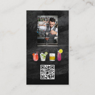 Barkeeper Mixing Drinks QR-Code Visitenkarte