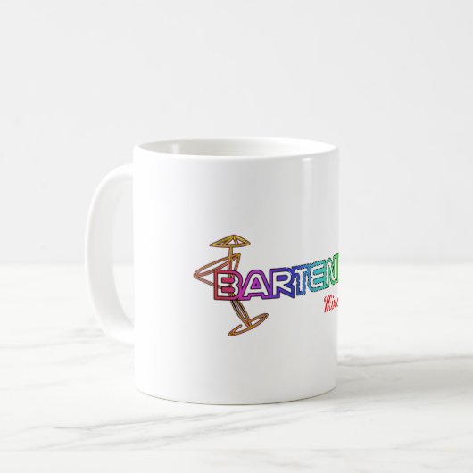 Barkeeper Mixologe Rainbow Drink Server Mitarbeite Kaffeetasse (Vorderseite Links)