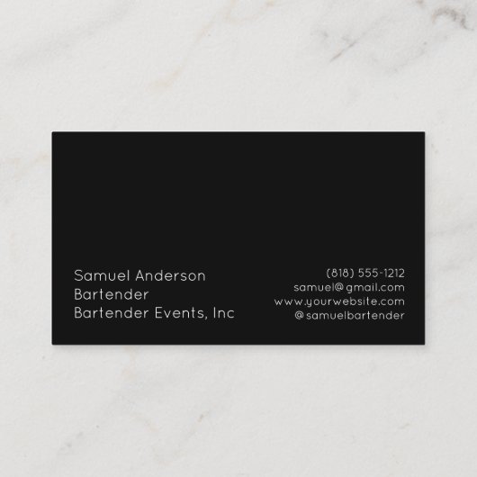 Barkeeper Mixologist Business Cards Visitenkarte (Rückseite)