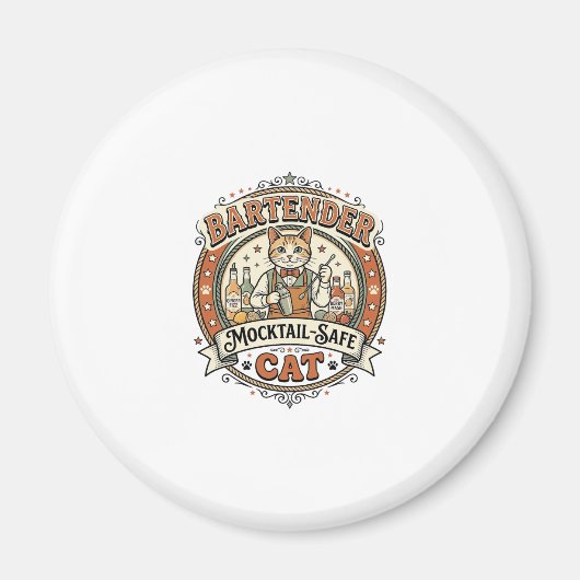 Barkeeper Mocktail-sicher Katze Barkeeper Mocktail Magnet (Vorne)