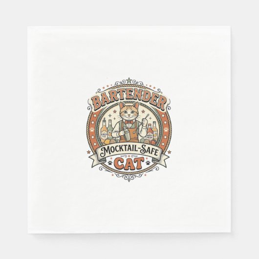 Barkeeper Mocktail-sicher Katze Barkeeper Mocktail Serviette (Vorderseite)