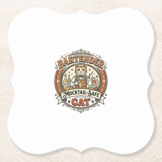 Barkeeper Mocktail-sicher Katze Barkeeper Mocktail Untersetzer (Vorderseite)