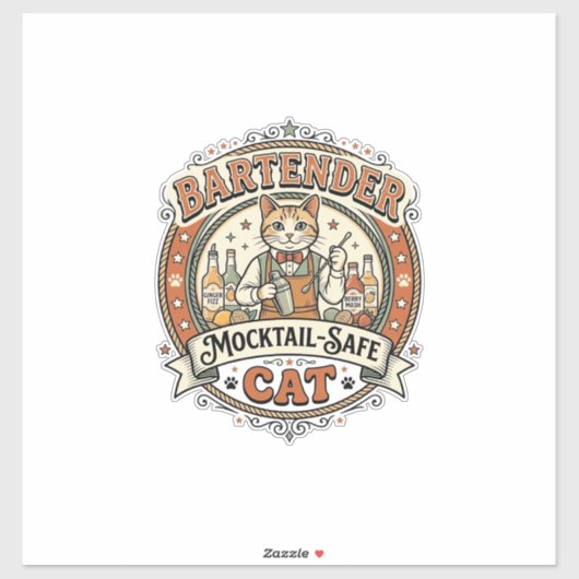 Barkeeper Mocktail-sicherer Katze Barkeeper Mockta Aufkleber (Blatt)