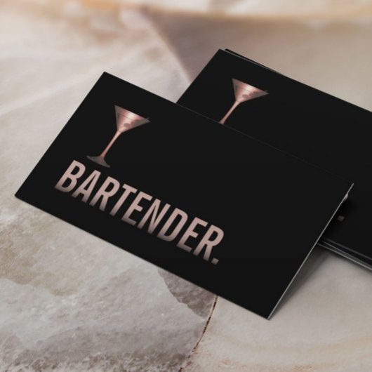 Barkeeper Moderne Rose Goldener Wein Sommelier Visitenkarte