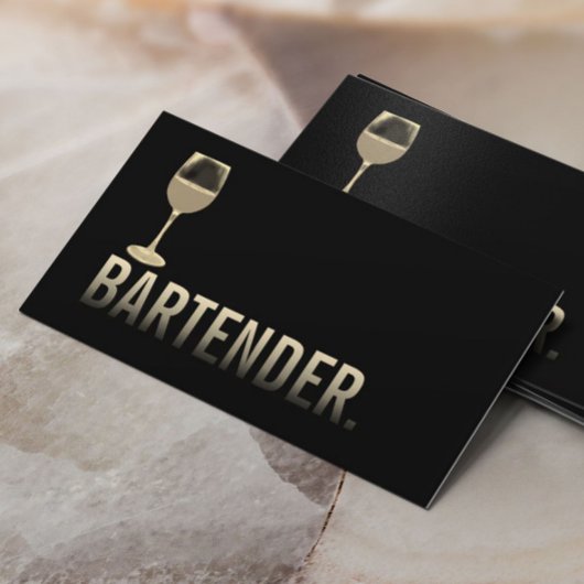 Barkeeper Modernes Gold Wine Bar Minimalistisch #2 Visitenkarte