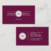 Barkeeper - Modernes Monogramm Lila Visitenkarte (Vorne/Hinten)