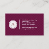 Barkeeper - Modernes Monogramm Lila Visitenkarte (Rückseite)