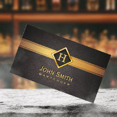 Barkeeper Monogram Gold Logo Elegante Leder Visitenkarte