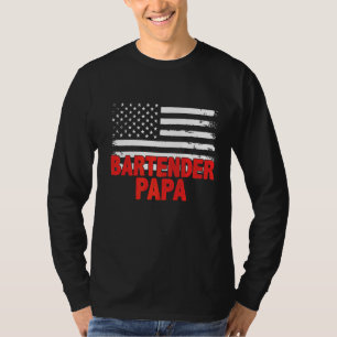 Barkeeper Papa Tag der amerikanischen Flagge Vater T-Shirt