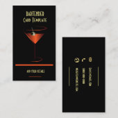 Barkeeper Red Metallic Cocktail Visitenkarte (Vorne/Hinten)