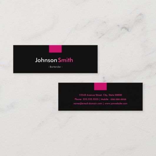 Barkeeper - Rose Pink Compact Mini Visitenkarte (Vorne/Hinten)