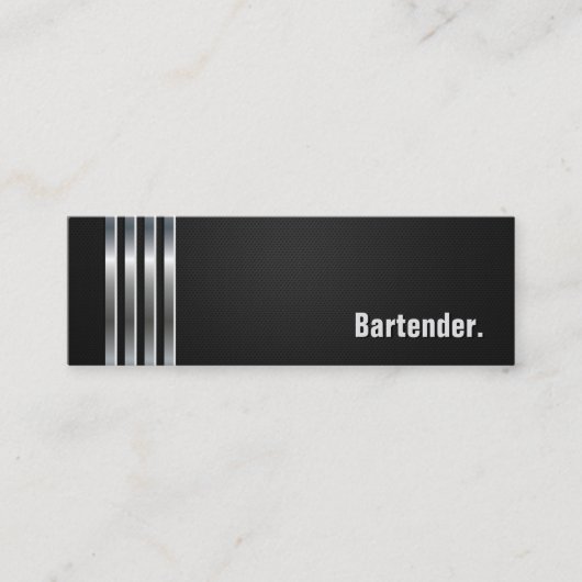 Barkeeper - Schwarze Silberstreifen Mini Visitenkarte (Vorderseite)
