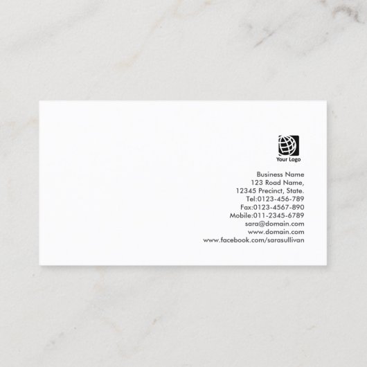 Barkeeper Script Wine Flow Business Card Visitenkarte (Rückseite)