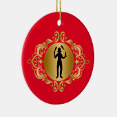 Barkeeper Silhouette Weihnachten Keramik Ornament (Rechts)