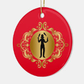 Barkeeper Silhouette Weihnachten Keramik Ornament (Links)