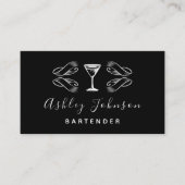 Barkeeper Sommelier Martini Glass Black & White Visitenkarte (Vorderseite)
