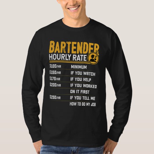 Barkeeper Stundensatz Bartending Barkeeper Mixolog T-Shirt (Vorderseite)