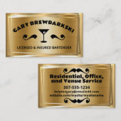 Barkeeper trinkt Oliven-Martini-Imitat Gold Visitenkarte (Vorne/Hinten)