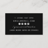 Barkeeper Typografie Signature Calligraphy Black Visitenkarte (Rückseite)