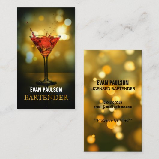 Barkeeper Visitenkarte (Vorne/Hinten)