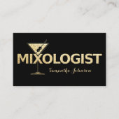 Barkeeper-Visitenkarte für Black & Gold Glitzer Visitenkarte (Vorderseite)